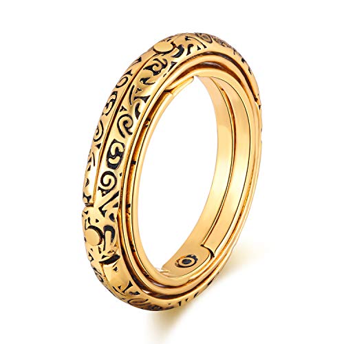 Astronomical Sphere Couple Ring for Him and Her S925 Silver Foldable Cosmic Finger Ring Great Gift for Girlfriend Boyfriend Lover (925 Silver - Gold, 9)