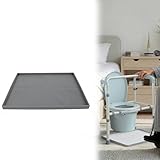 Bedside Commode Mat for Seniors & Adults | Non-Slip, Waterproof Commode Toilet Pad with Raised Edge | Reusable Silicone Potty Chair Mat for Portable Bedside Toilet Commode (Gray, Large 23.6