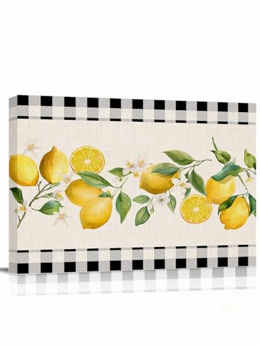 Onekaccu Yellow Lemons Canvas Wall Art 16"x20", Summer Watercolor Fruits