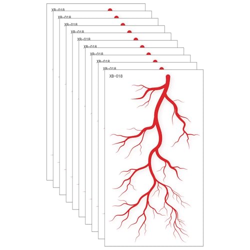 リアルな血液血管の一時的なタトゥーステッカー 10 枚パック ハロウィンのコスプレや怖いコスチューム効果用 敏感肌に安全なタトゥーステッカー