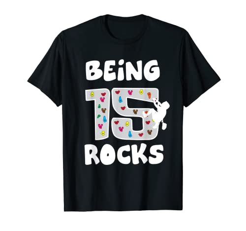 Roca escalada divertido regalo de 15 años de edad 15 cumpleaños para niños Camiseta