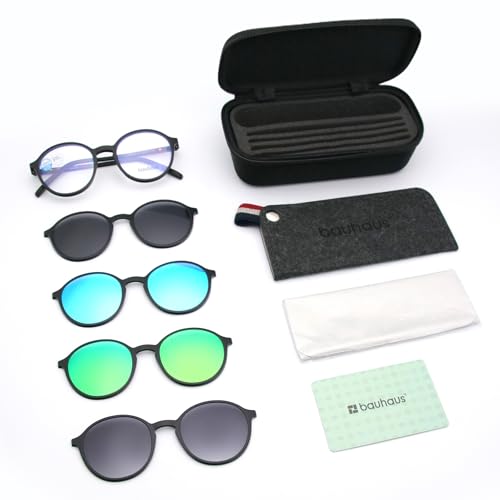BAUHAUS Magnetic Clip on Sunglasses Men & Women UV400 Polarized Retro Round Anti-glare Eyeglasses For Hiking Fishing product thumbnail 8