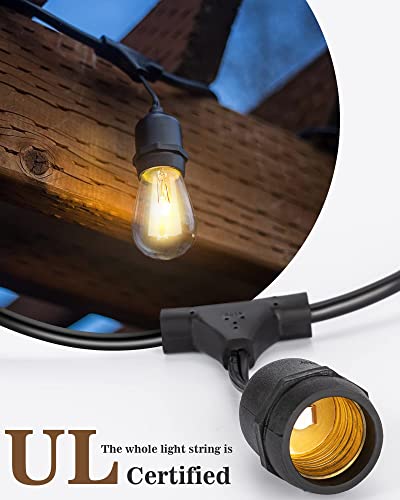 52Ft Outdoor String Lights Superdanny Ul Listed Edison Patio Cafe Lights With 11W Incandescent Bulb, Decorative Patio Porch Beer Garden Backyard Decor Market Lights 24 Sockets 30 Bulbs #TOP3