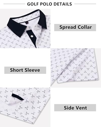 Camiseta polo para hombre, transpirable, con tecnología Dry Fit y protección UPF 50+, diseño geométrico, ideal para golf y actividades al aire libre miniatura 5
