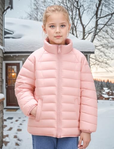 Happy Cherry Kids Boy Girls Packable Lightweight Jacket Stand Collar Quilted Puffer Coat Zip Up Hooded Outerwear 1-12Y3