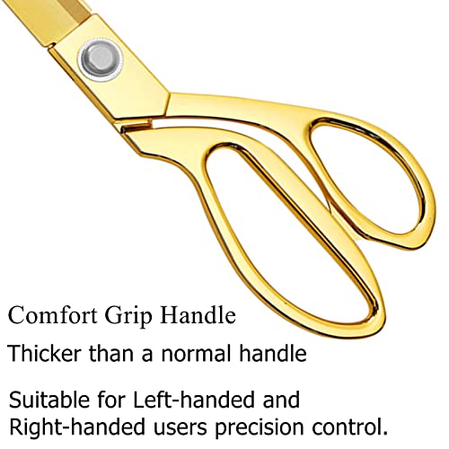 Premium Tailor Scissors,Heavy Duty Sewing Scissors Gold Titanium Coating Stainless Steel Fabric Scissors Leather Comfort Grip Shears Professional Ultra Sharp Cloth Tailor Scissors 10.5 Inch #TOP3