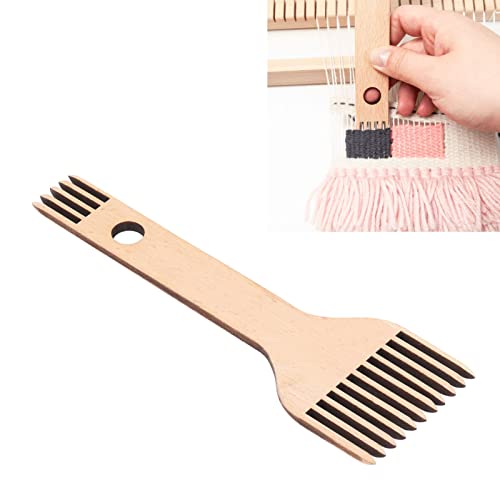 HEEPDD Double-Ended Wooden Weaving Comb for Knitting Crafts, Fringe Braiding Tool for Sweaters, Scarves, Hats, Tapestries