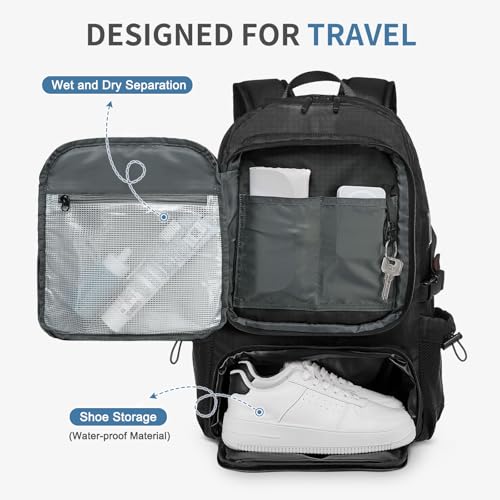 Travel Backpack, 35L Large Laptop Backpack, Carry on Backpack Airline Approved Water Resistant Fits 17-inch Laptops for Business, Black4