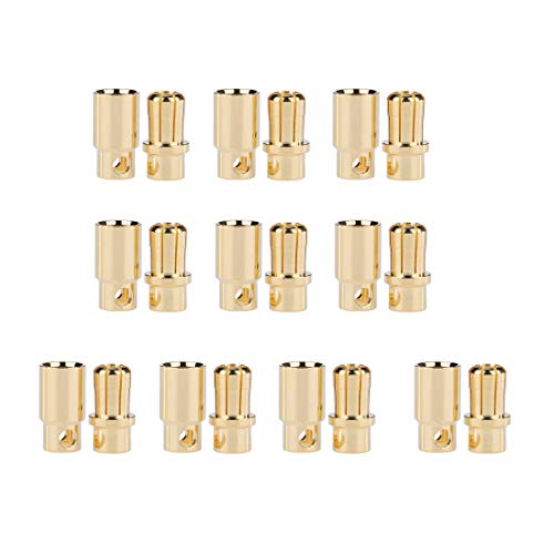 10Pairs Gold-Plated 8mm Male Female Banana Plugs Bullet Connector for RC Battery ESC Motor