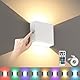 Lightess LED Wandleuchten Innen Batteriebetrieben Dimmbare Wandleuchte Aufladbar USB mit Touch Control Up Down Wandlampe Akku Alumm für Schlafzimmer Wohnzimmer Mit Fernbedienung RGB Weiß