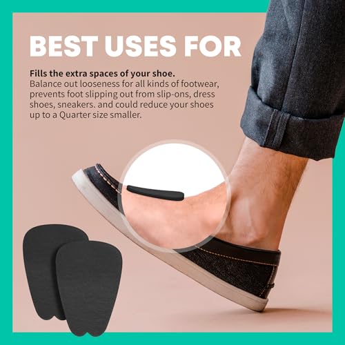 Image of COMFWALK Felt Tongue Pads for Shoes - Soft Self-Adhesive Shoe Inserts | Black, 3 Pairs