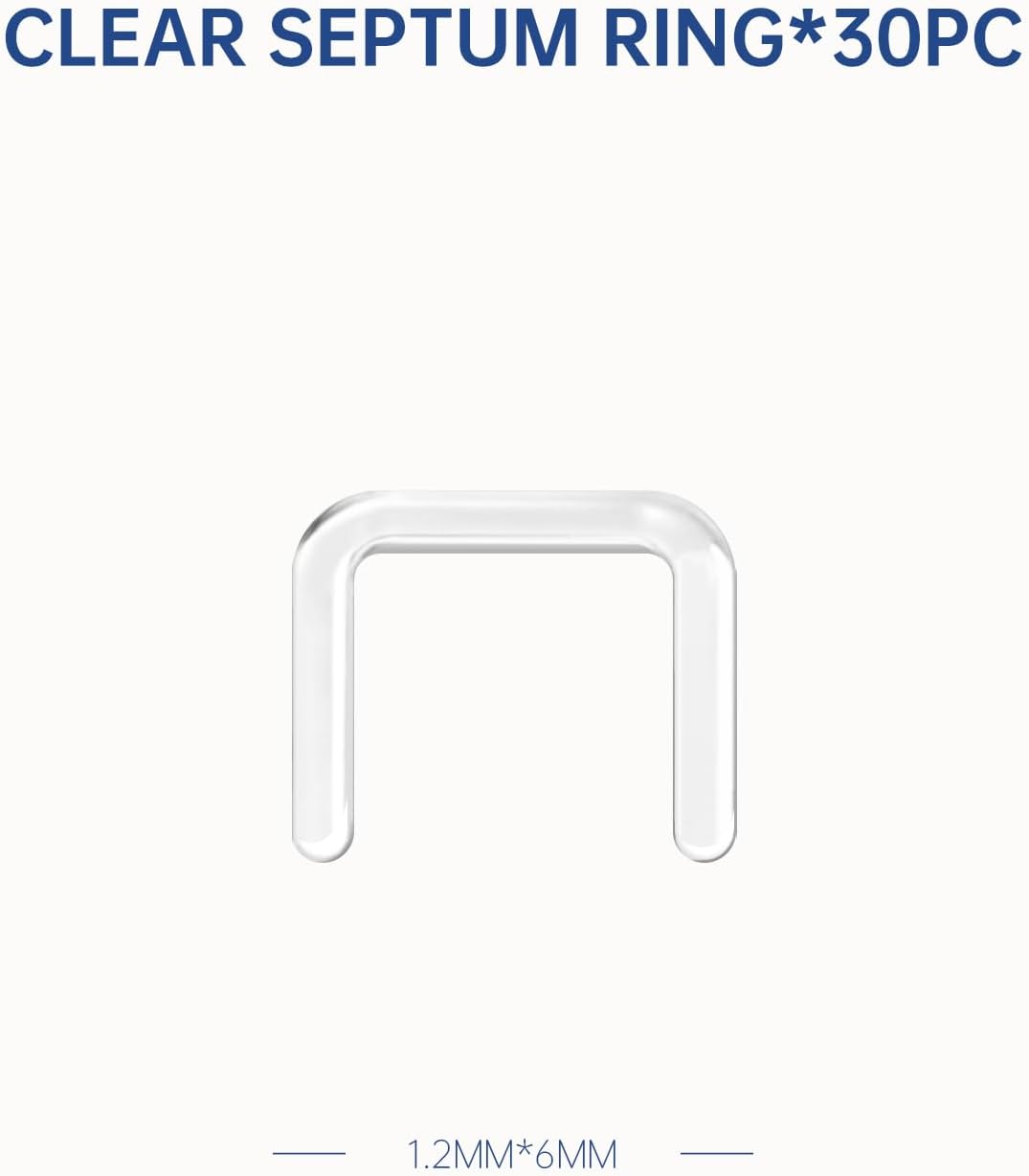 30pcs,Clear Septum Rings,Prevent Nose Piercing Hole Closure,16G Nostril Retainer,are Ideal for use After Piercing Procedures