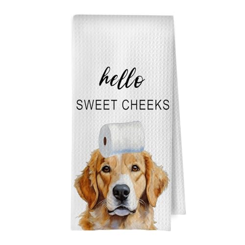 BlissfulAbon Golden Retriever Bathroom Towels - Funny Golden Retriever Decorative