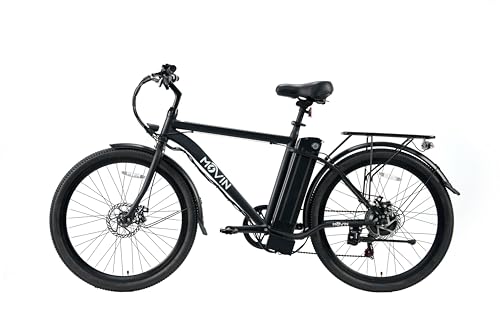 26" Black Electric Bike for Adults 250W Rear Motor 36V12.5Ah Battery Hybrid E Bike with 7-Speed, LED Display, Disc Brakes, Pedal Assist Electric Bicycle - UK Legal - EB017S26B
