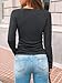 Kissfix Long Sleeve Shirts for Women Fall Winter Henley Tops Business Casual Ribbed Blouses Date Night Trendy Outfits Black Grey M