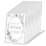 EHWINE 12 Pack Acrylic Sign Holder 8.5 x 11, Silver Picture Frame Stand up Table Top Sign Holders, Slanted Back Paper Holder Clear Display Stand Menu Flyer Holder for Wedding Party