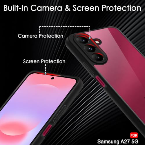 Image of TheGiftKart Hybrid Shockproof Back Cover Case for Samsung Galaxy A27 5G | Camera Protection Module | Crystal Hard Back Cover Case for Samsung A27 5G (PC & TPU, Transparent Clear Back, Black Sides)