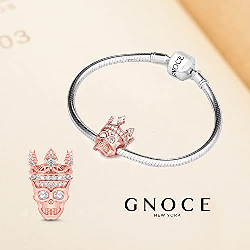 Image of GNOCE Skull Pendant Charm Silver Dangle Charms Bead fit Bracelet /Necklace Jewelry Gift for Women Men