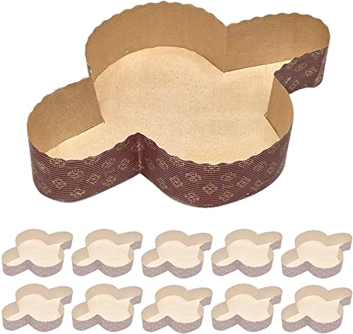 FAH - Set di Moldes para Colomba de Pascua (10 unidades - 500 gr) - Papel de celulosa pura de microonda Ideal para uso en horno, desechable de alta densidad, resistente al calor 200 °C