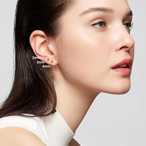 Small CZ Stud Flatback Earrings for Women,Dainty Flat Screw Back Cartilage Earring Stud,Helix Conch Tragus Piercing Jewelry,Tiny Cubic Zirconia Studs Hypoallergenic3