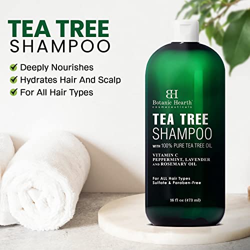 Botanic Hearth Tea Tree Shampoo, Vitamin C, Peppermint, Lavender And Rosemary Oil, Fights Dandruff And Dry Scalp, 16 Fl Oz #TOP4