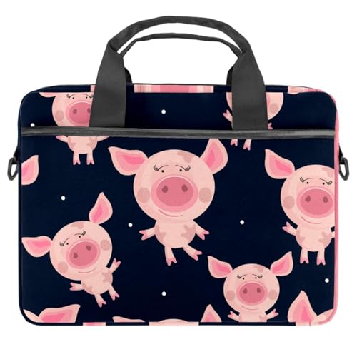 Sac à bandoulière pour ordinateur portable 13 pouces au motif cochons roses pour aller au bureau