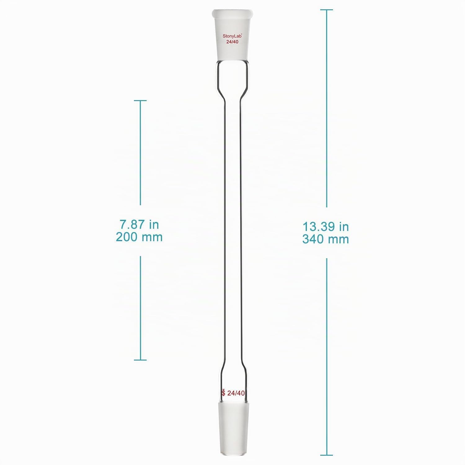stonylab Tube de Condensation à Air, Condenseur de Reflux en Verre Borosilicaté avec Joint Standard 24/40, Longueur de Chemise 200 mm, Diamètre de 16 mm pour Expérience de Distillation