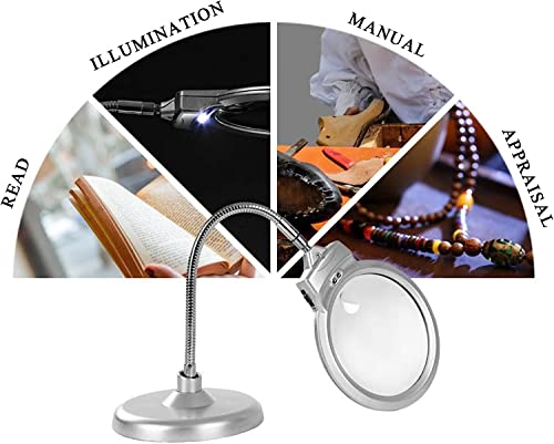 Lampe loupe de bureau 2X 5X avec lumière et support flexible