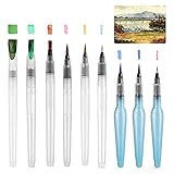 mecaponn 水筆ペンセット 9本セット 水彩筆ペンセット ウォーターブラシ 水彩絵の具ペン 塗装マーカー用 水彩画用筆 道具 お子供様 初心者 画材 種類