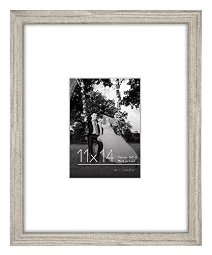 Americanflat COM-MX1505 11X14 Picture Frame With Shatter-Resistant Glass - Use As 5X7 Frame With Mat Or 11X14 Frame Without Mat - Signature Collection - Photo Frame For Wall Display - Driftwood cover
