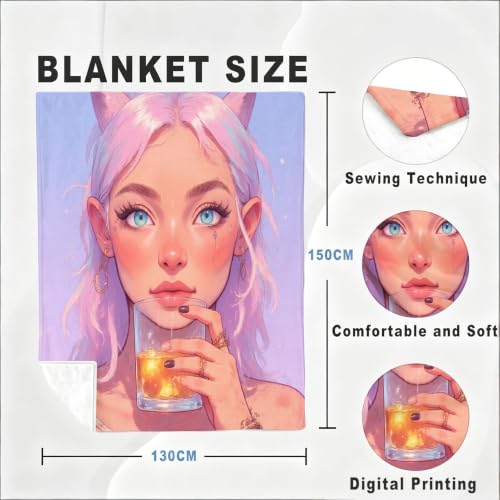 Couverture impression 3D rose 220x240 cm moelleuse en flanelle de polyester