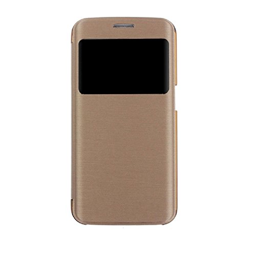 Sannysis Transparent Leather Case Cover For Samsung Galaxy S6 Edge (Gold)