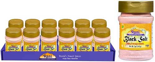 Rani Black Salt Powder (Kala Namak) Mineral 5oz (142g) PET Jar, Pack of 12 ~ Unrefined, Pure and Natural | Vegan | Gluten Friendly | NON-GMO | Kosher | Indian Origin | Perfect for Tofu Scramble