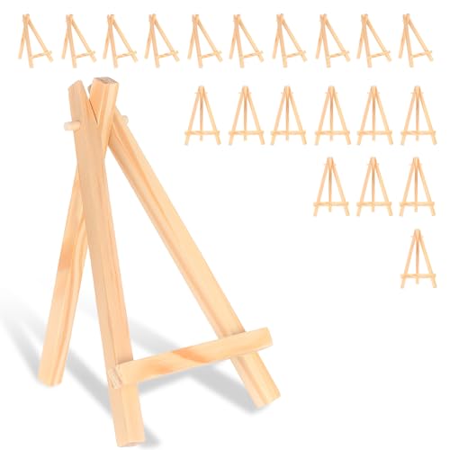 21 Pcs Petit Chevalet de Table, Mini Chevalet en Bois, 15 x 8 cmChevalet Peinture Portable Pliable Triangle pour Mariage Anniversaire Baptême Fête Décoration de Tables
