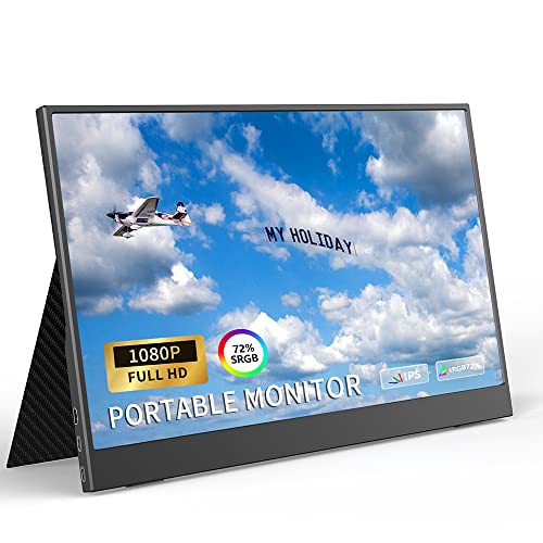 JSHIX 14-Inch Portable Monitor Narrow Side HD LCD Screen Type-C Connected Computer Games Split Screen Expansion Display Support Ps4/Switch/Xbox Gaming Screen Mobile Computer One-Line Display