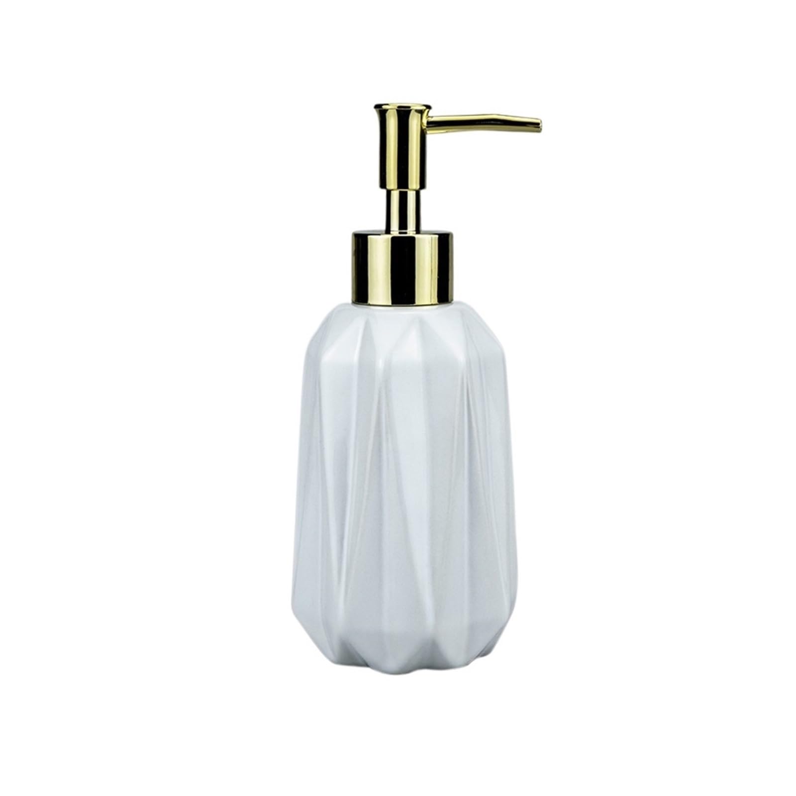 soap dispenser 300ml Ceramic Diamond Shaped Push Pump Bottle Creative Household Soap Dispenser(White)