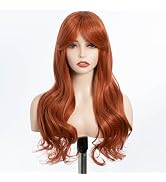 FASHION IDOL Long Big Wave Wig with Natural Bangs for Women 22 Inches Body Hair Glueless Heat Res...