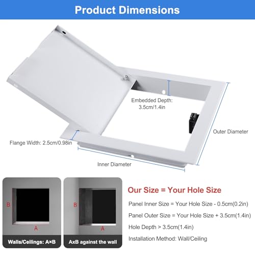 Trampilla de inspección de aluminio 35x55 cm para techos y paredes discretas 7