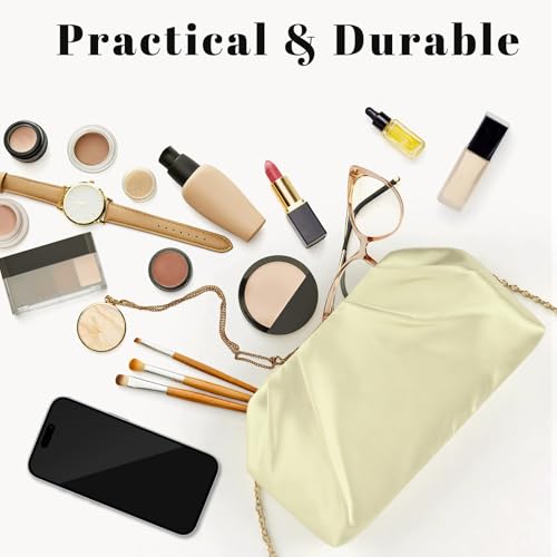 Image of ERKOON Clutch Purse for Women Elegant Pleated Evening Bag Crossbody Shoulder Handbag Envelope Bag with 2 Detachable Chain