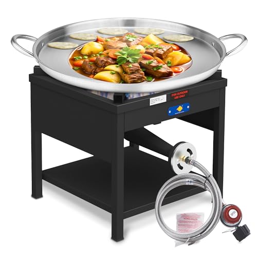 ARC 23' Heavy Duty Concave Discada & 200,000 BTU Cast Iron Burner Combo, Outdoor Cooking Set for Tacos, Turkey Fry, Seafood Boil, Camping & Homebrewing