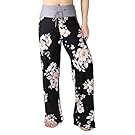 HIGHDAYS Pajama Pants for Women Floral Print Palazzo Pants Comfy Casual Lounge Pants with Wide Leg & Drawstring