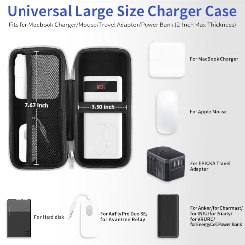 Image of iMangoo Travel Essential Electronics Organizer Charger Case Carrying Pouch | 8.5x4.5x2 inch Power Bank Tech Accessories Protective Storage Shockproof Portable Purse Men Women School Office Trips Must Have