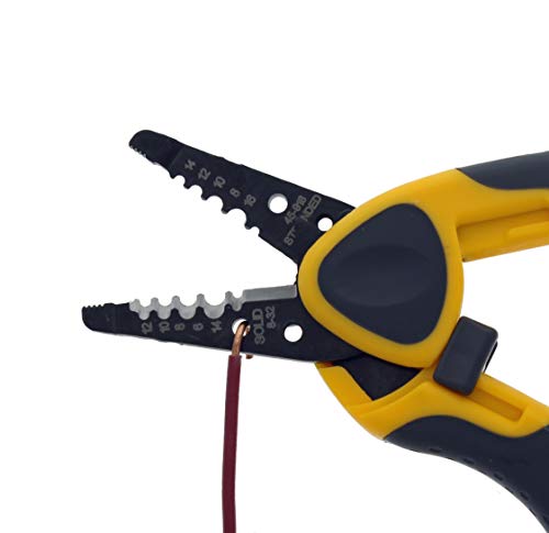 IDEAL Electrical 45-918 Kinetic Reflex T-Stripper - 6-16 AWG, Wire Stripper with Thumb Rest, Plier Nose, Slide Lock, Textured Grips,Black/Yellow by Ideal Industries - Image 7