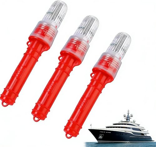 Caikieme 3 PCS Boat Flares, 2026 New Boat Flares Coast Guard Approved Marine, Waterproof Emergency Signals, Boating Safety Kit for Boating, Fishing Nets, Life Rafts & Buoys(Red)
