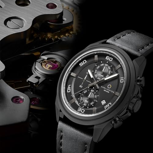 Image of Carlington Nitro Analog Chronograph Men's Premium Leather Strap Wrist Watch | Quartz Movement | Water & Shock Resistant Watch for Men | Casual & Formal Wear - CT 8075