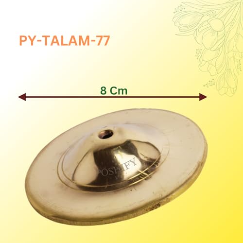 Image of Brass Manjira (Pack of 1 Set)- Traditional Indian Handcrafted Brass Cymbals for Devotional Songs, Bhajans, Classical Music, and Cultural Events - 77