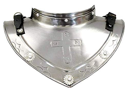 THOR INSTRUMENTS Armadura medieval de metal para cuello, placa de espadacha, gorget caballeros templarios, cruzado, 18 g, rústico, vintage, decoración del hogar, regalos