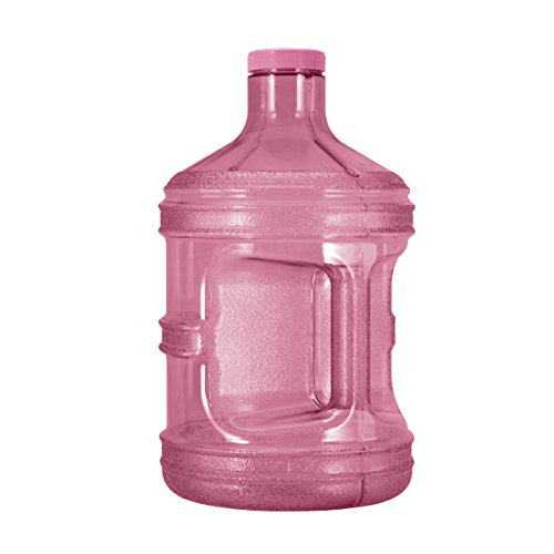 Geo Sports Bottles 1 Gallon BPA Free Reusable Leakproof Sports Water Bottle Jug with Handle Includes 48mm Screw Cap (Pink)