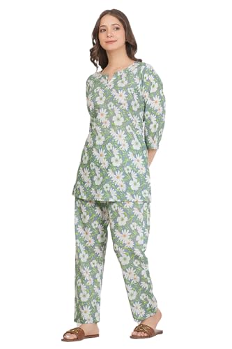 Image of Kuruti B Sheets Women's Printed Night Suit Set | Soft & Breathable Top and Pyjama Set for Women | Stylish Relaxed Fit Sleepwear for Everyday Comfort | Perfect Lounge Wear for Home & Travel