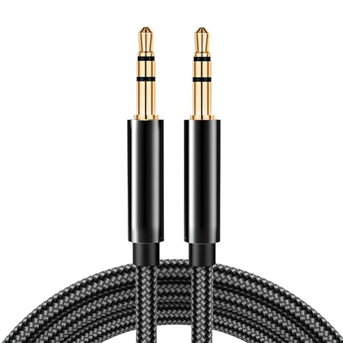 1M Aux Cable Braided Stereo 3.5mm Audio Cable Mini Jack Male to Male Audio Cables Nylon Braided Aux Lead Auxiliary for Cars for Headphones iPod iPhone iPad Car Soundbar TV PC Speaker